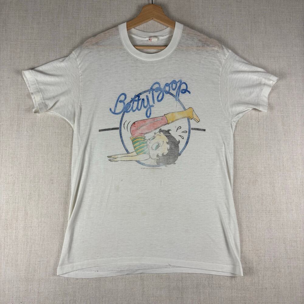 Vintage Betty Boop 1983 Aerobics Yoga Boop Paper Thin Medium Shirt